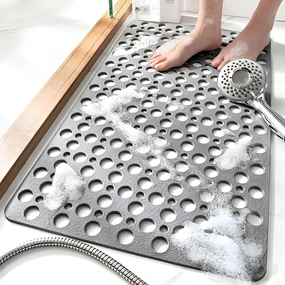 Non-Slip Shower Mat with Textured Surface and Perforated Drainage, Foldable