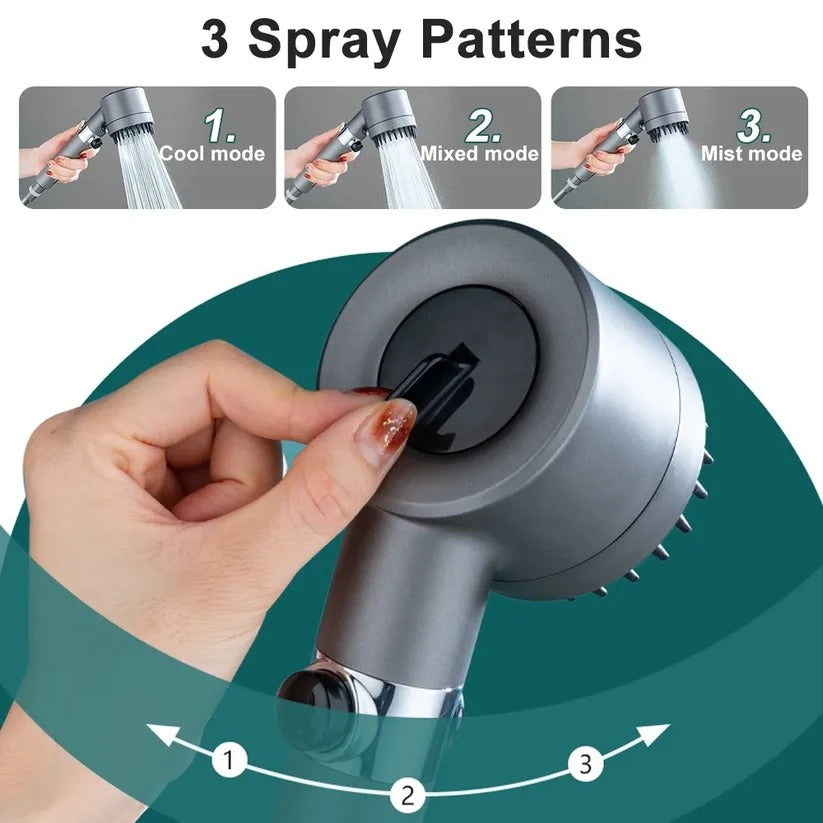 Micro-Hole Showerhead with Nine-Stage Filtration and Flow Control Button
