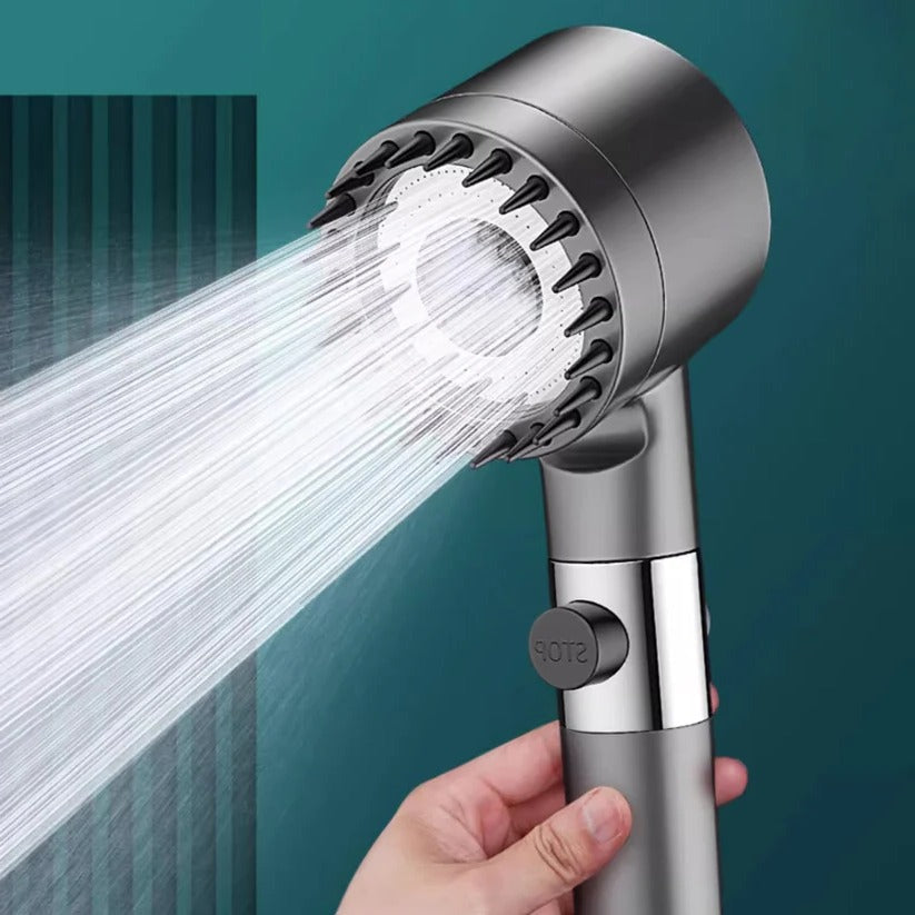 Micro-Hole Showerhead with Nine-Stage Filtration and Flow Control Button