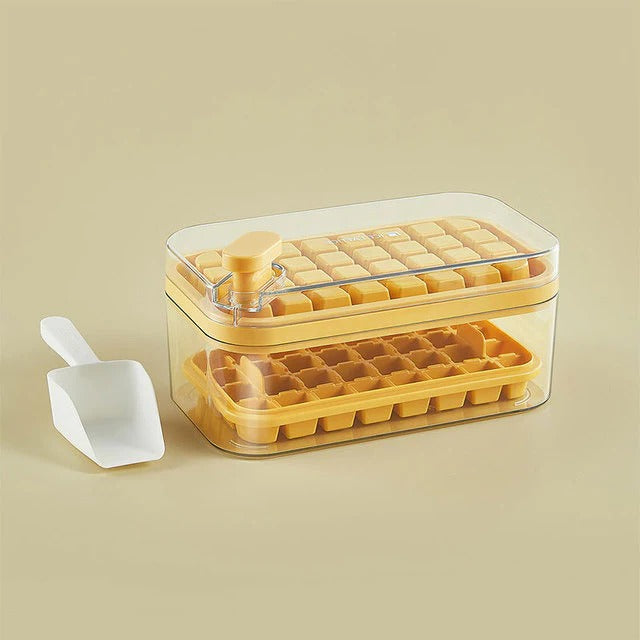 Push-Release Ice Maker with Dual Trays and Storage Bin