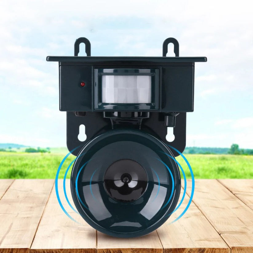Motion-Activated Bird Deterrent with Solar Panel and Adjustable Sound Frequency