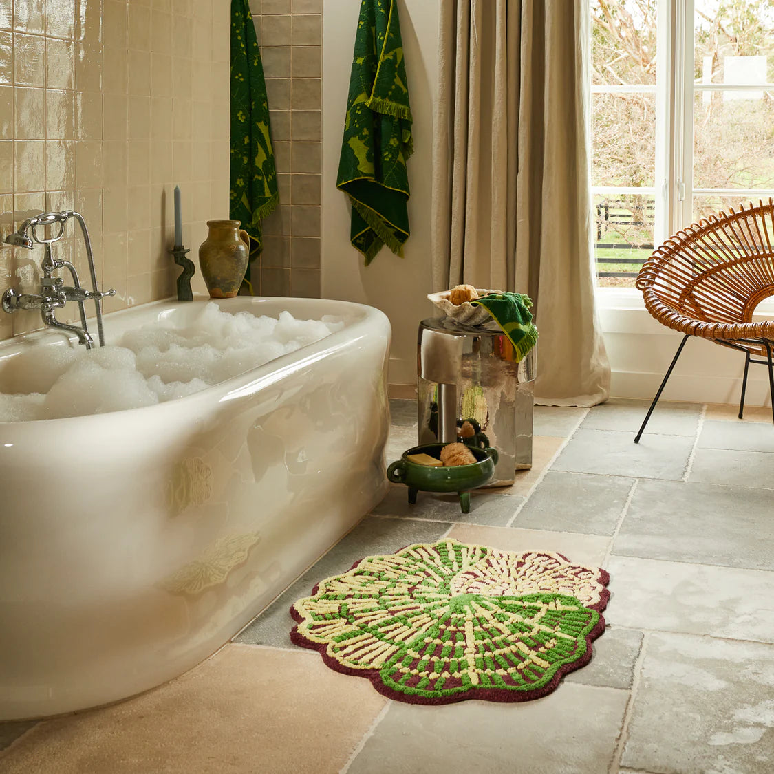 Plush Bath Mat, Cotton Construction, Bathroom Floor