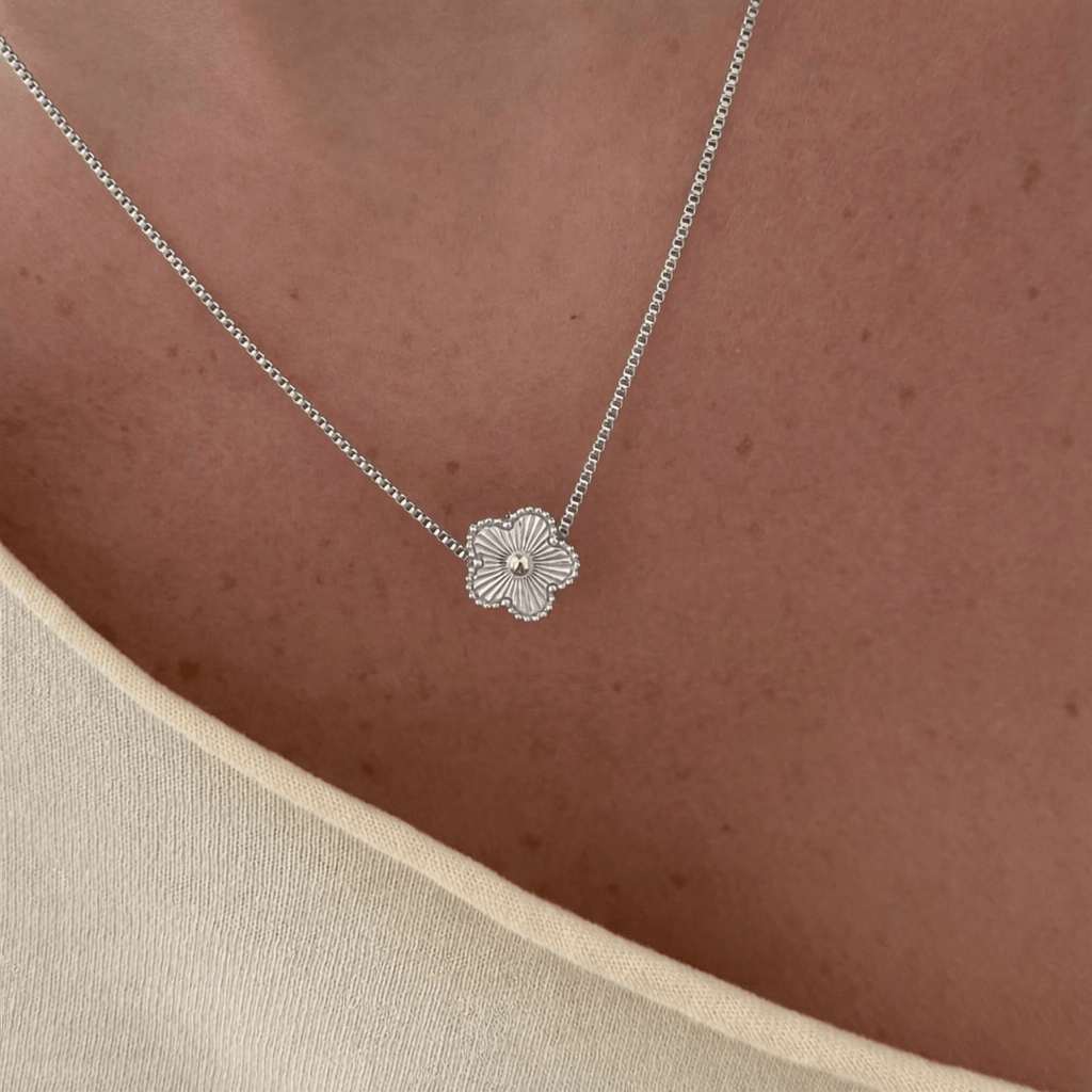 Flower Pendant Necklace with Delicate Chain for Layering