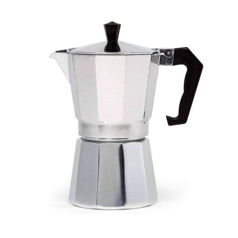 Stovetop Espresso Maker with Cast Aluminum Body and Heat-Resistant Handle, up to 6-Cup Capacity