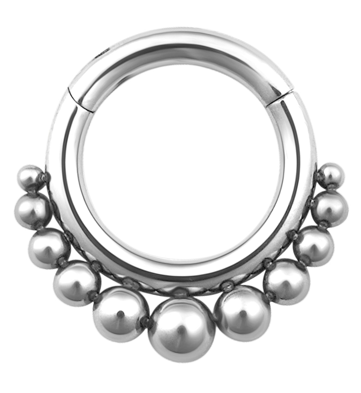 Stainless steel hinged segment ring with beads