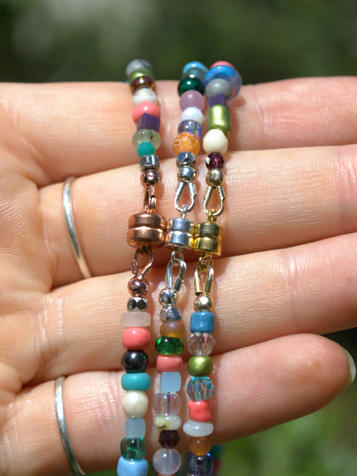 Beaded Necklace with Colorful Bead Mix and Adjustable Length