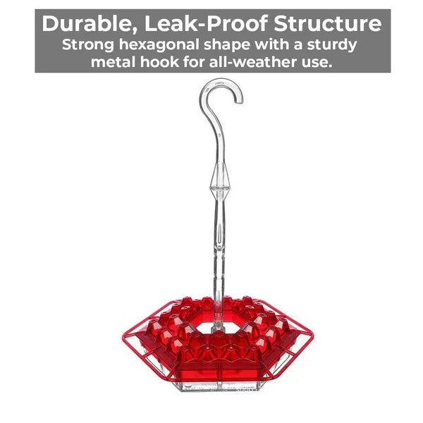 Hummingbird Feeder with 30 Feeding Ports and Integrated Ant Moat, Dishwasher Safe