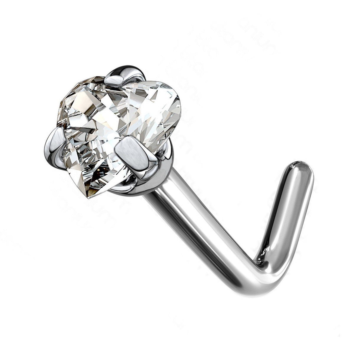 Cubic Zirconia Titanium Nose Stud with 6mm Post, 18G or 20G
