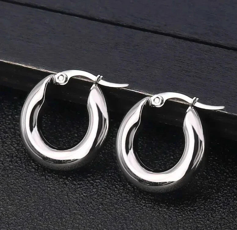 Gold-Tone Hoop Earrings Set with Hinged Closure and Three Graduated Sizes, 20-30mm