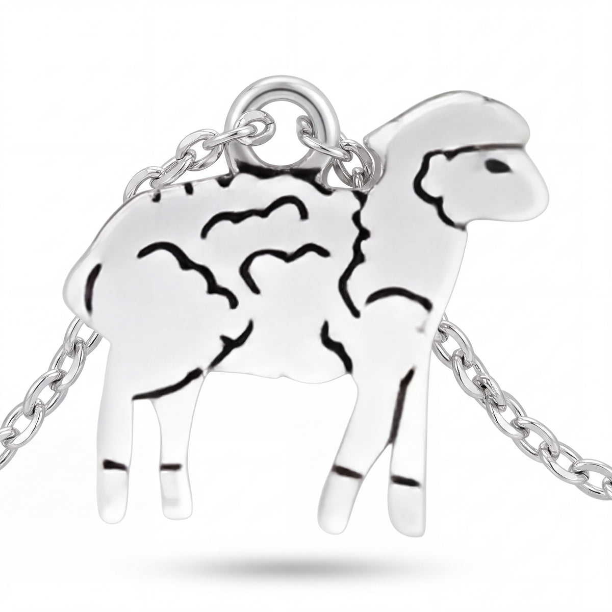 Lamb Charm for Bracelet with Sterling Silver and Jump Ring Attachment