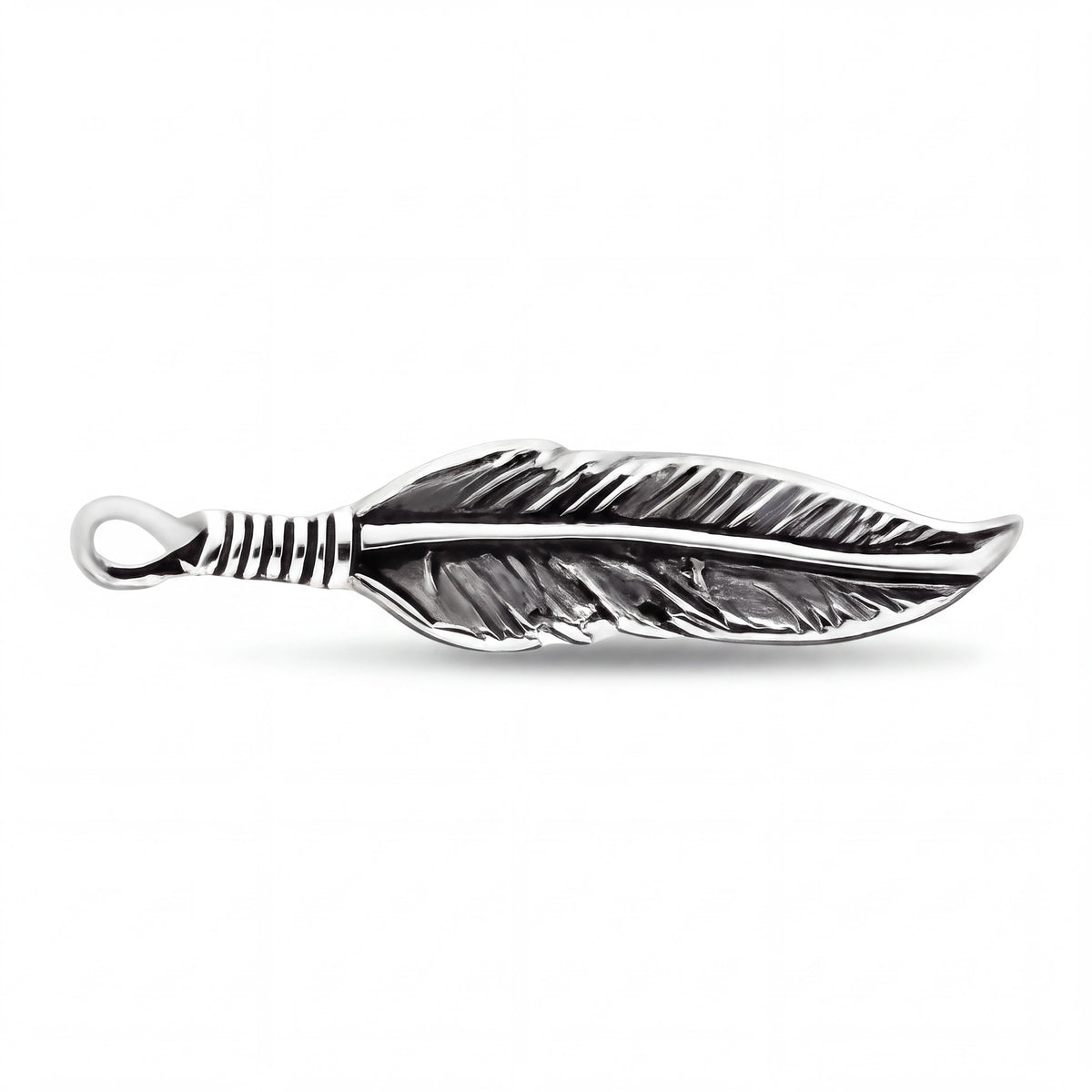 Feather Charm in Sterling Silver with Jump Ring, Medium Size