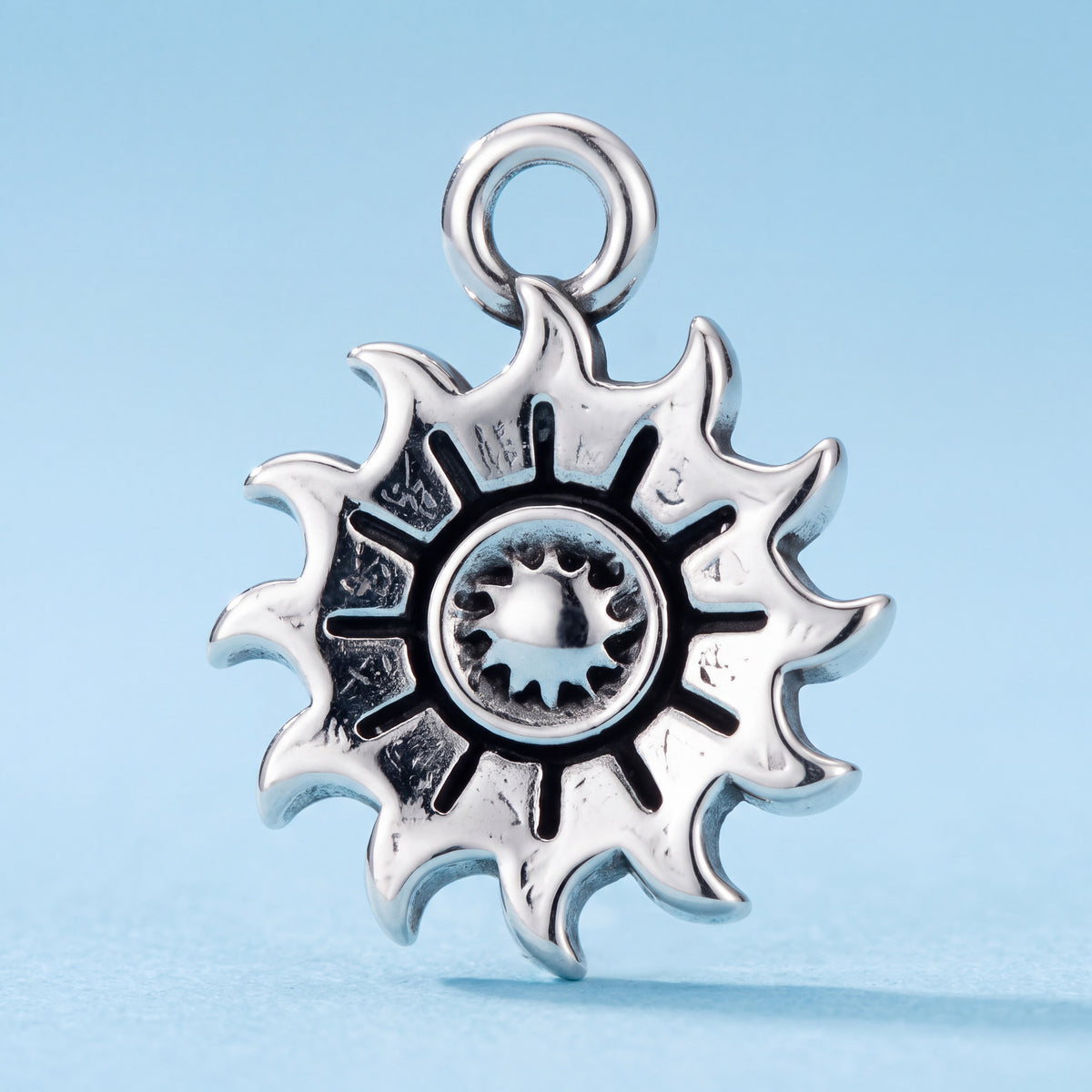 Sterling Silver Triple Sun Charm, 13mm