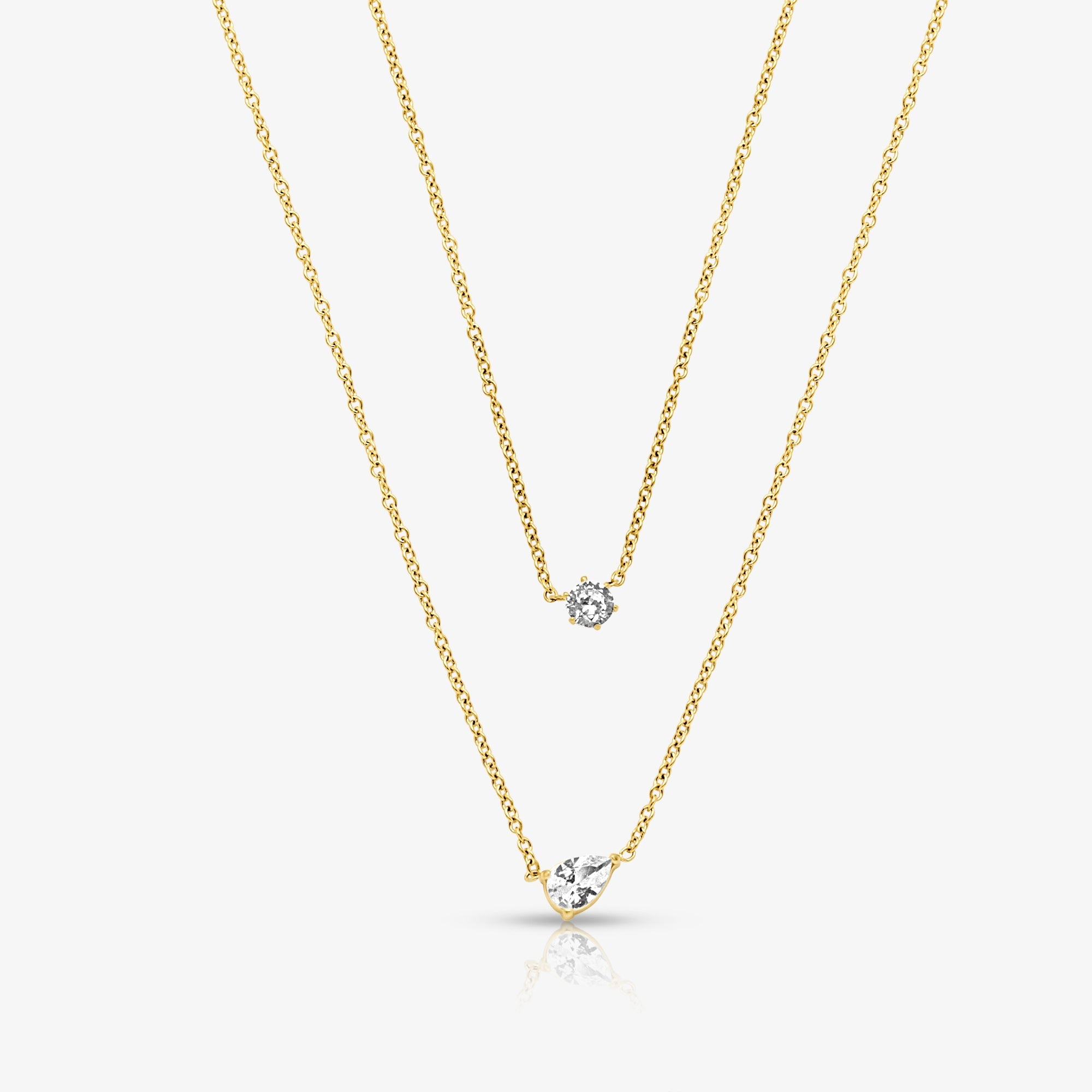 Layered Chain Necklace Set with 13 and 15 Inch Chains