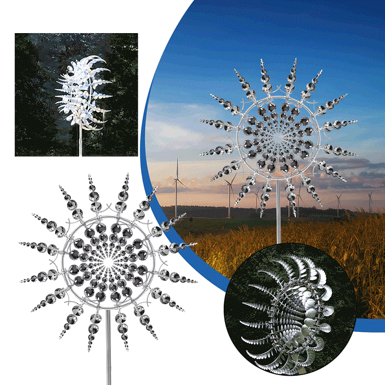 Metal Wind Spinner with 18 Rotating Blades and Ball Bearing Mechanism, 39in