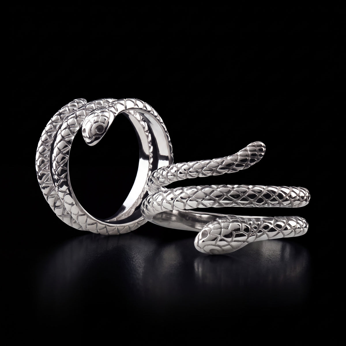 Snake Wrap Stainless Steel Ring with Polished Finish, 25mm Band