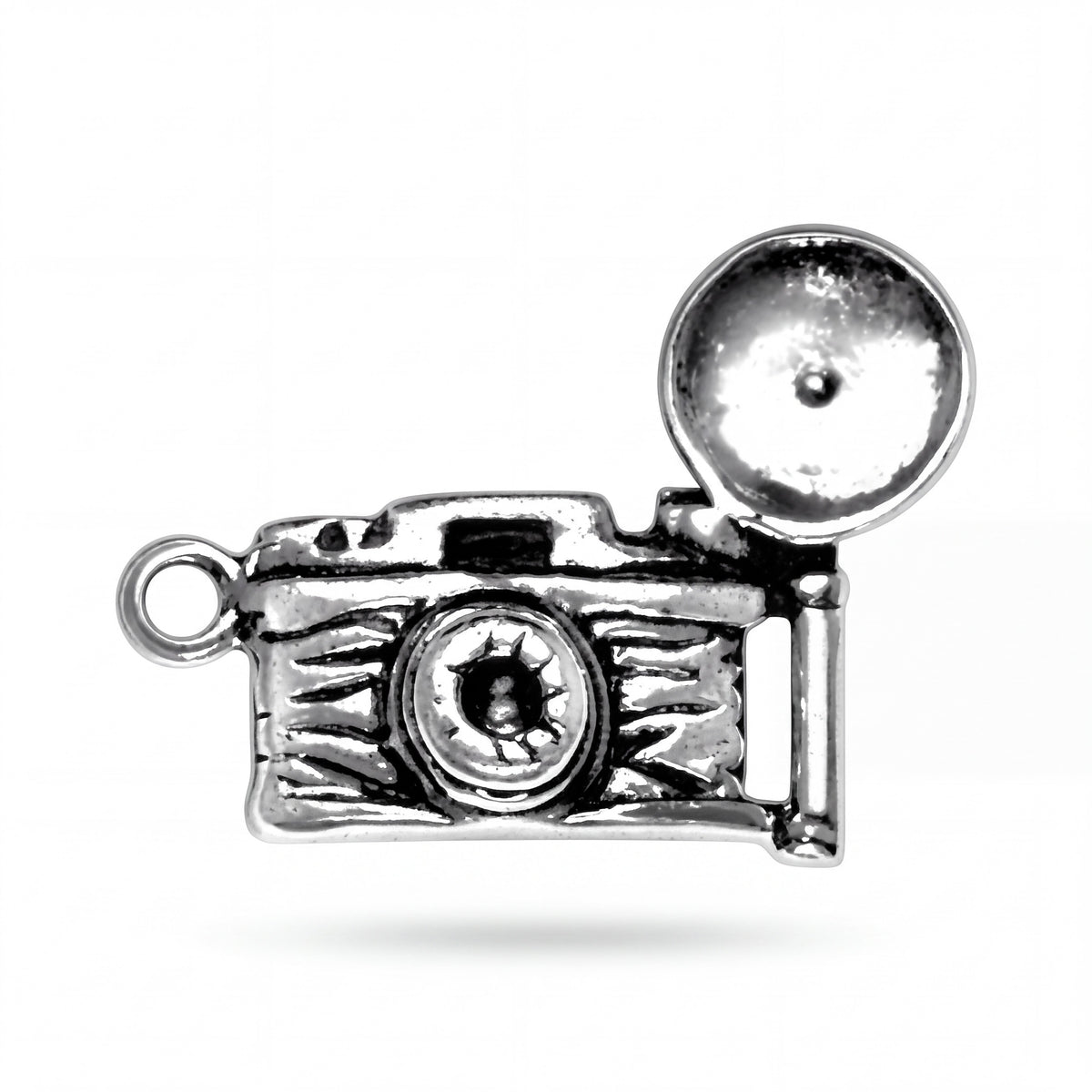 Sterling Silver Camera Charm with Jump Ring for Bracelet and Necklace