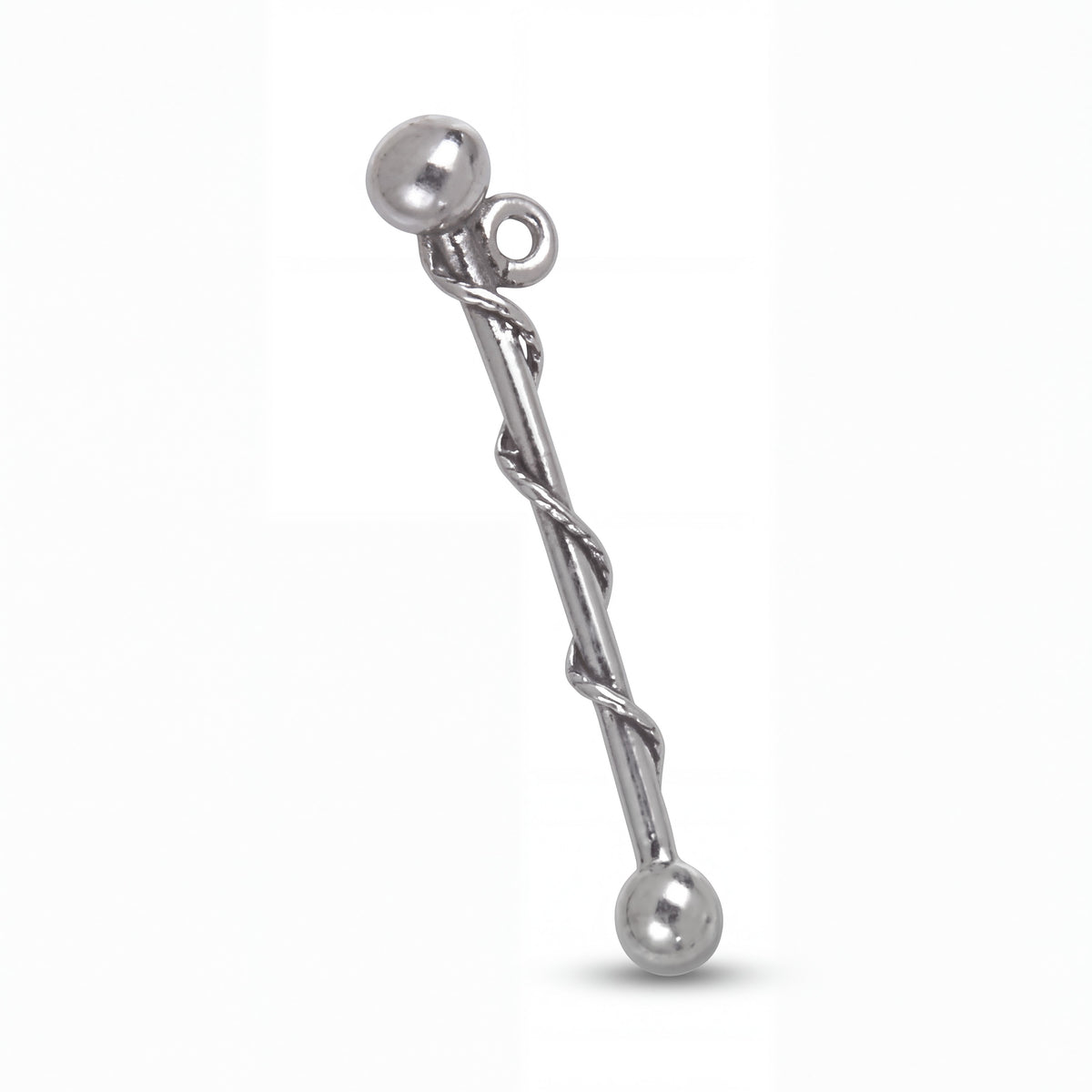 Sterling Silver Baton Charm with Jump Ring for Bracelets