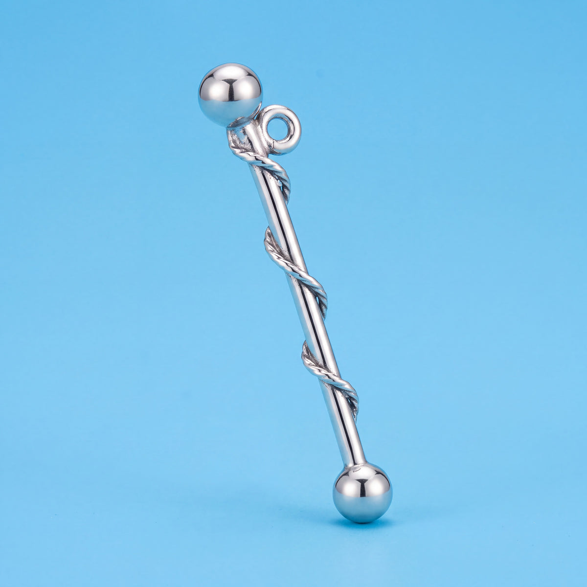 Sterling Silver Baton Charm with Jump Ring for Bracelets