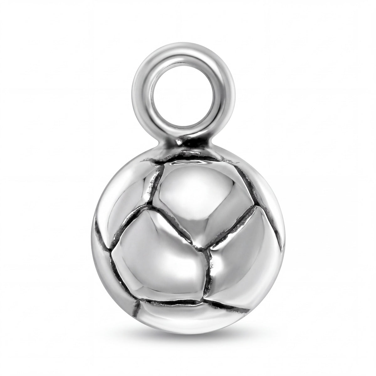 Sterling Silver Soccer Ball Charm with Jump Ring, 10mm