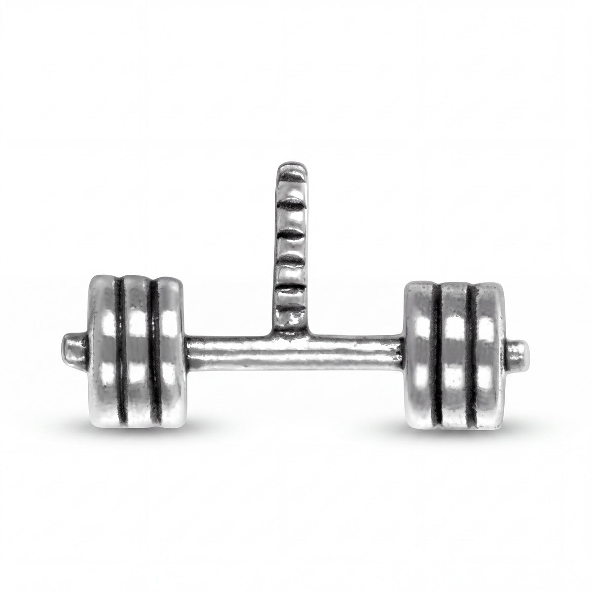 Sterling Silver Barbell Charm with Jump Ring for Bracelet