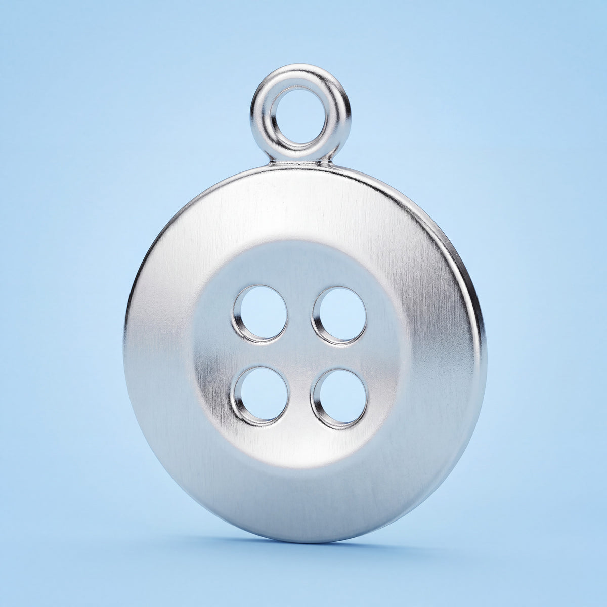 Sterling Silver Button Charm with Jump Ring, 15mm