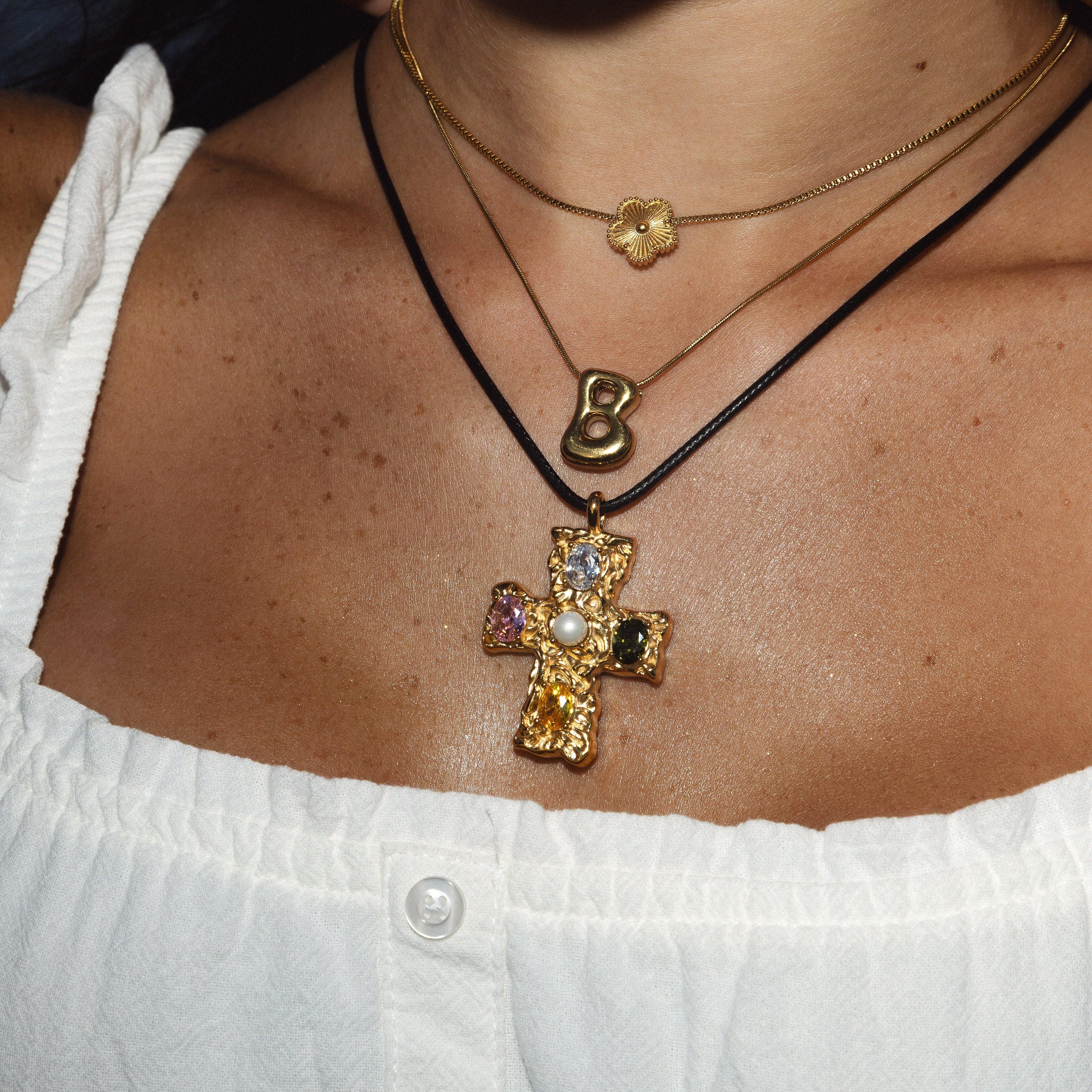 Flower Pendant Necklace with Delicate Chain for Layering