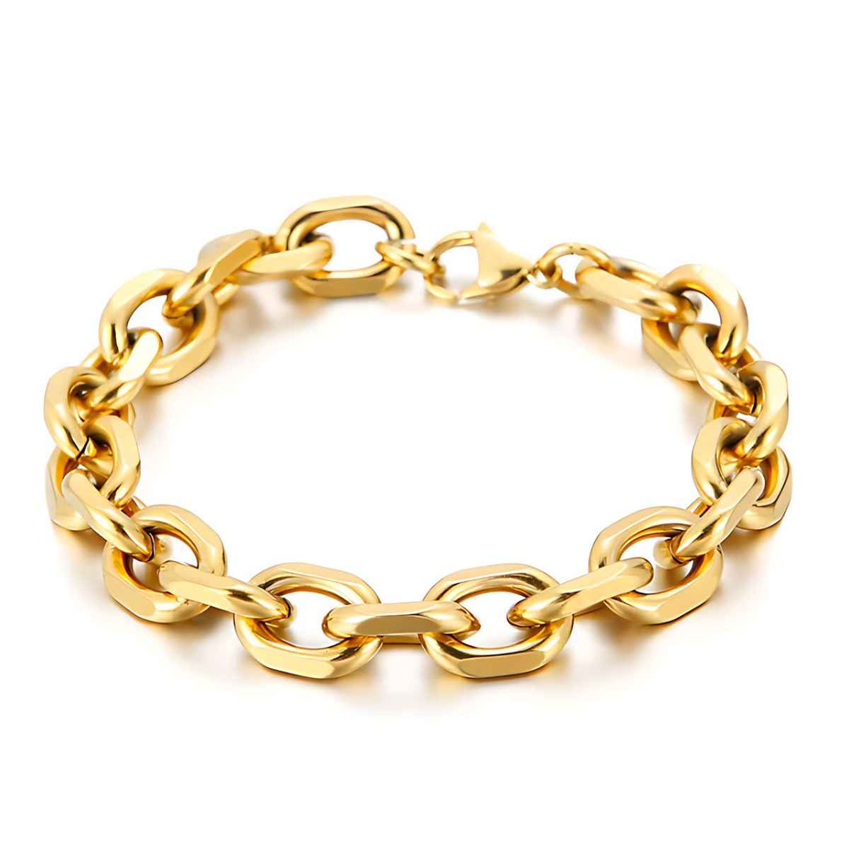 10mm Stainless Steel Cuban Link Bracelet Gold