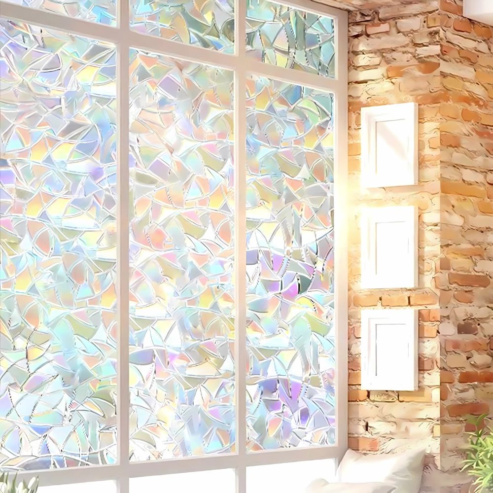 Rainbow Prismatic Window Film with Static Cling Application and UV Protection