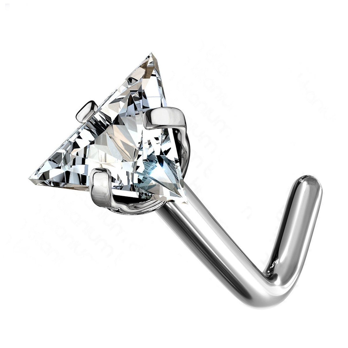 Cubic Zirconia Titanium Nose Stud with 6mm Post, 18G or 20G