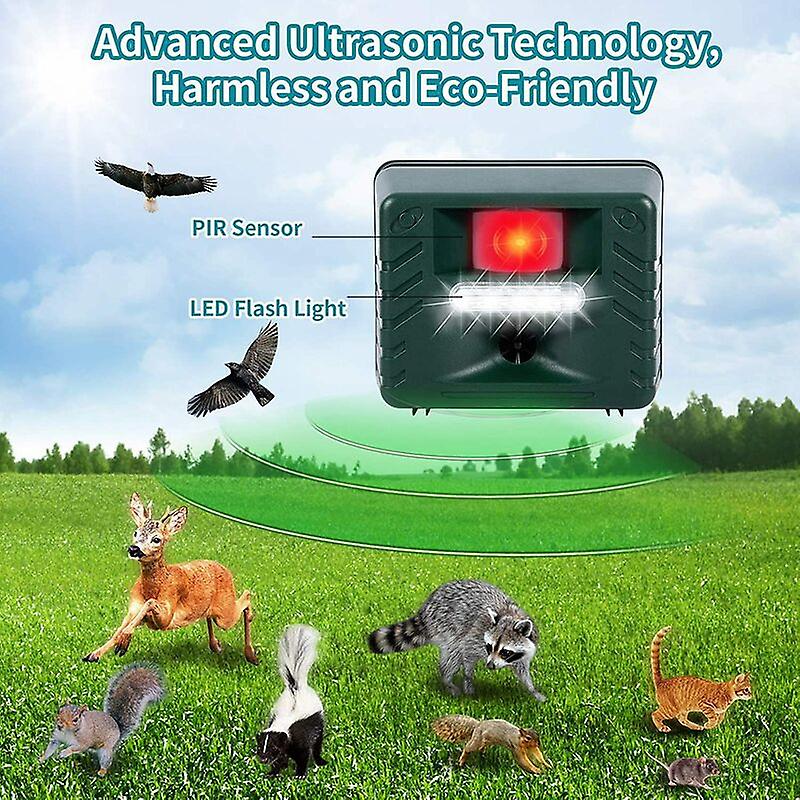 Ultrasonic Bird Deterrent with Motion Detection and Flashing Light, 170 Coverage