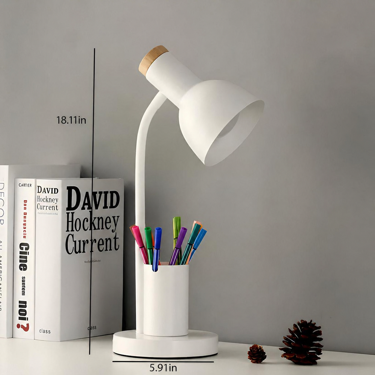 LED Table Lamp with Adjustable Rotating Head and Pen Holder