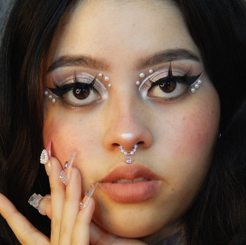 Gemstone Hinged Septum Clicker Ring with Stainless Steel Construction