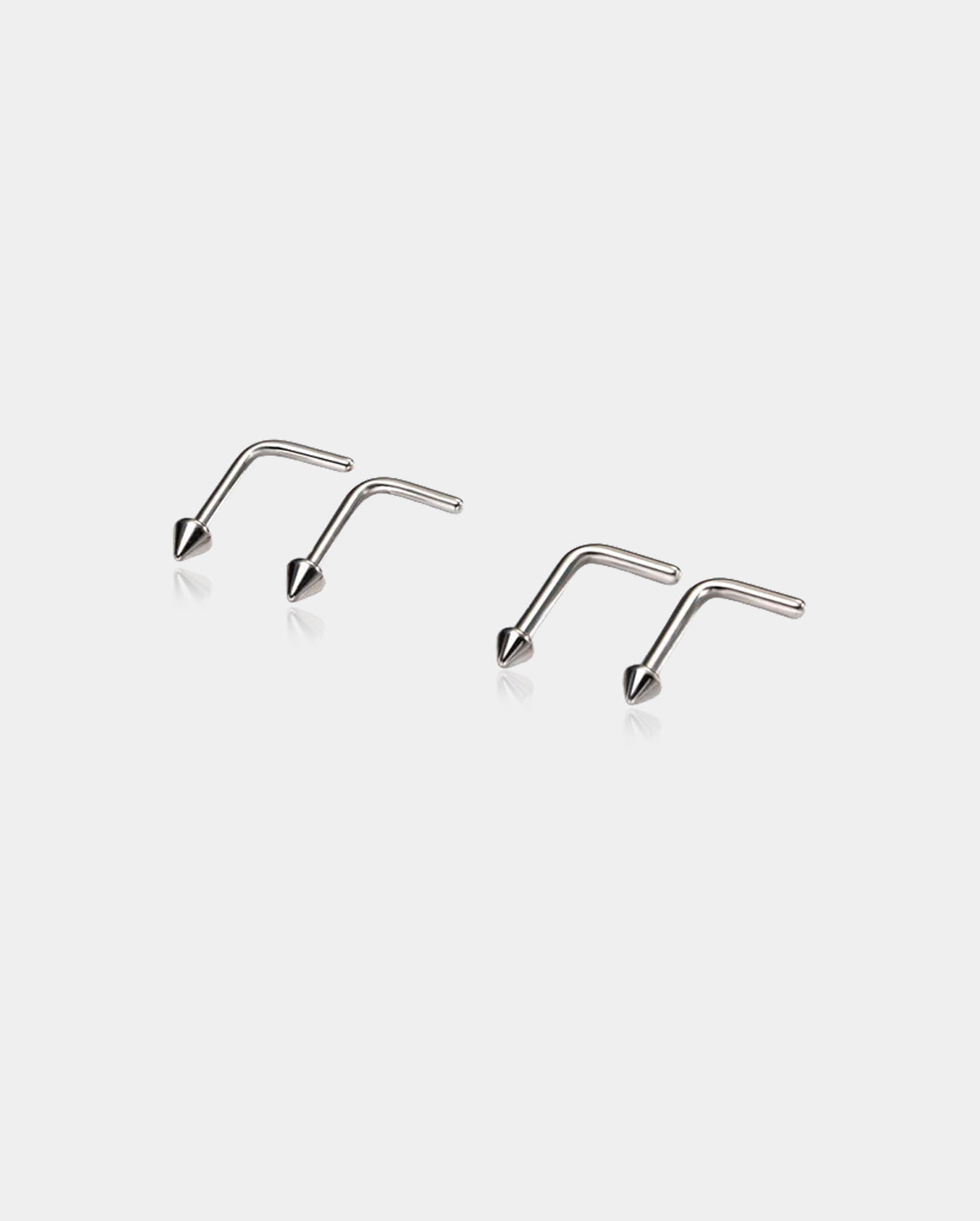 Titanium Spike Nose Studs with Corkscrew Post, 2 Piece Set