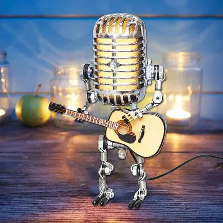 Poseable Robot Microphone Desk Lamp with LED Lighting and Adjustable Joints