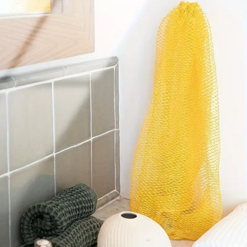 Stretchable Exfoliating Net Sponge with Nylon Mesh and Extended Length for Full Body Scrubbing