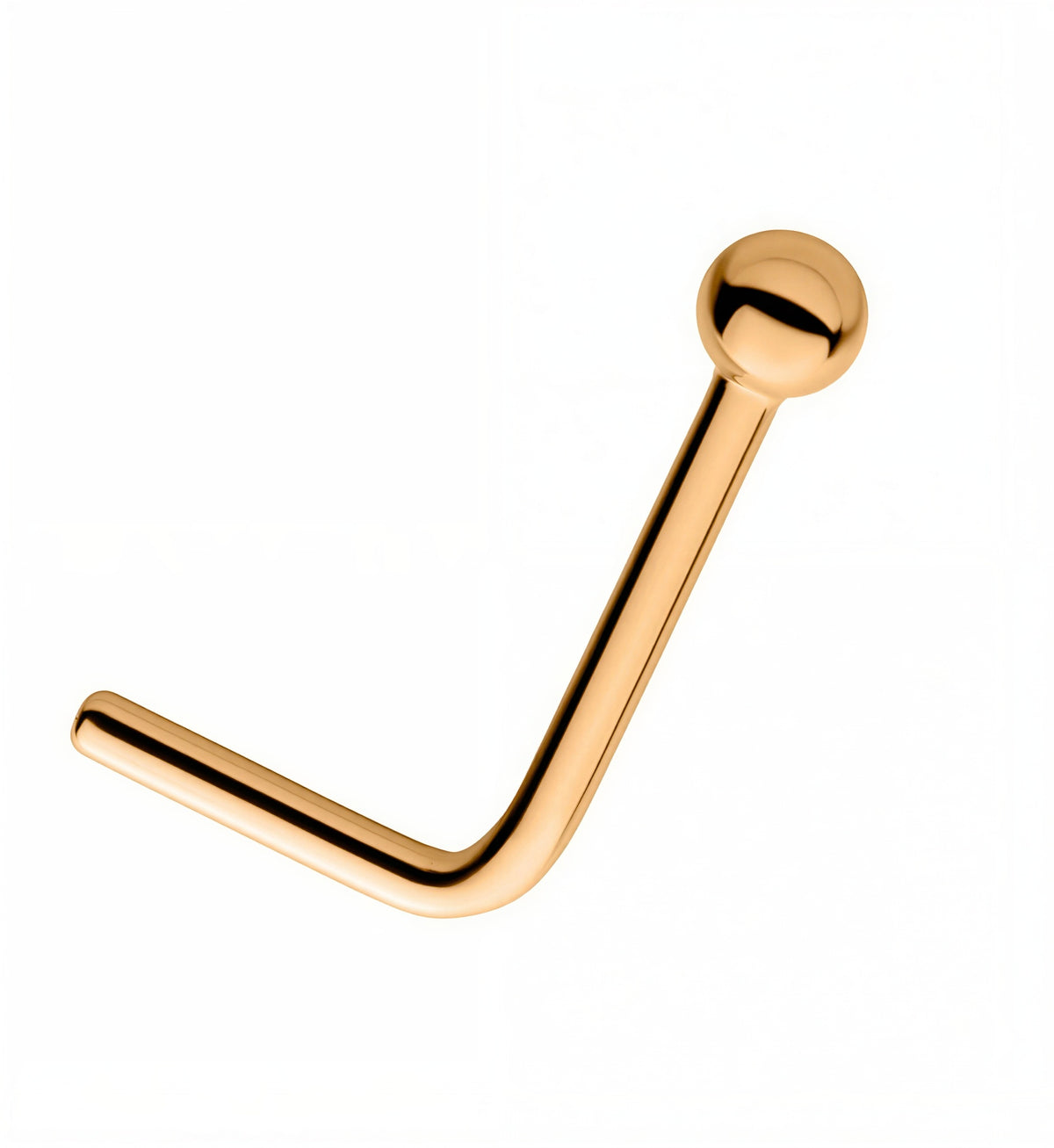 Gold Titanium L Bend Nose Stud, 20G with 2mm Ball