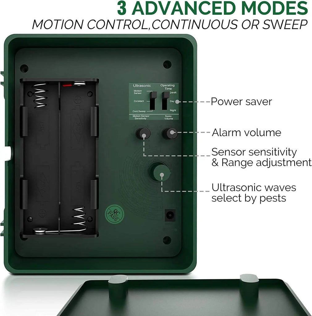 Ultrasonic Bird Deterrent with Motion Detection and Flashing Light, 170 Coverage