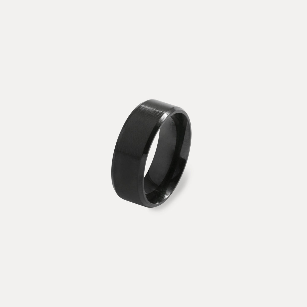 8mm Black Band Ring in Stainless Steel with Brushed Finish
