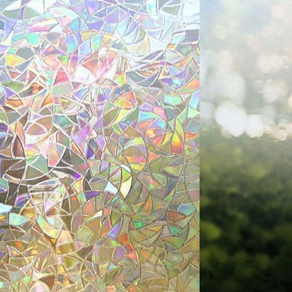 Rainbow Prismatic Window Film with Static Cling Application and UV Protection