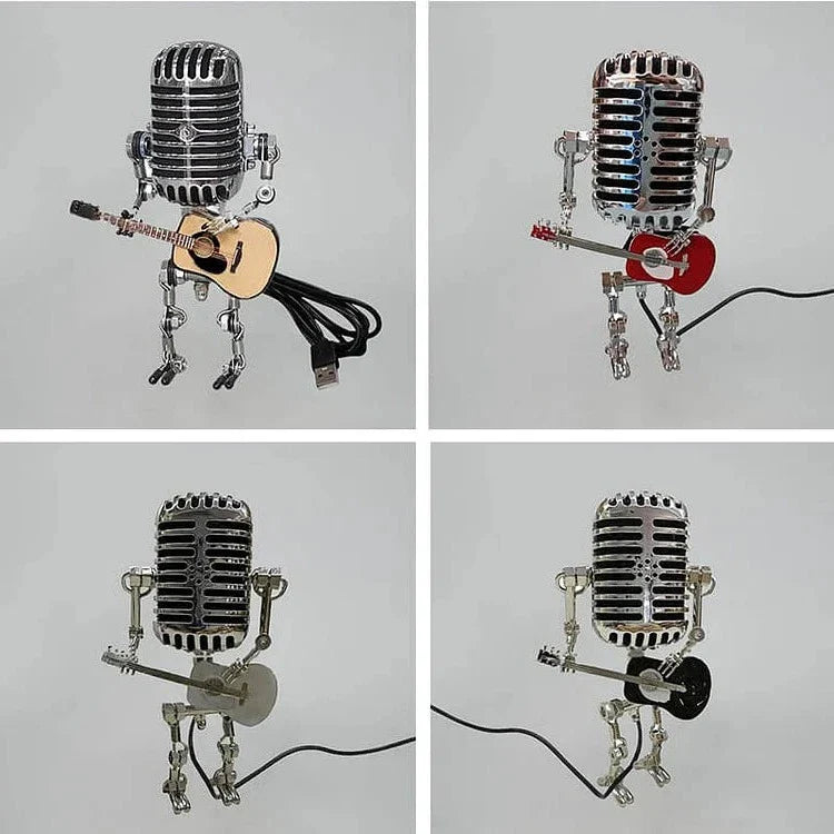 Poseable Robot Microphone Desk Lamp with LED Lighting and Adjustable Joints