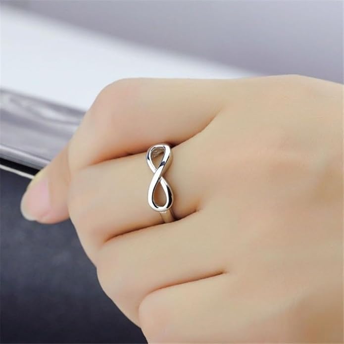 Sterling Silver Ring Set with Platinum Plating and Stackable Design for Women