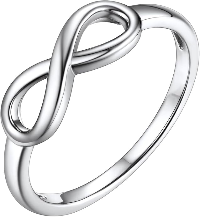 Sterling Silver Ring Set with Platinum Plating and Stackable Design for Women