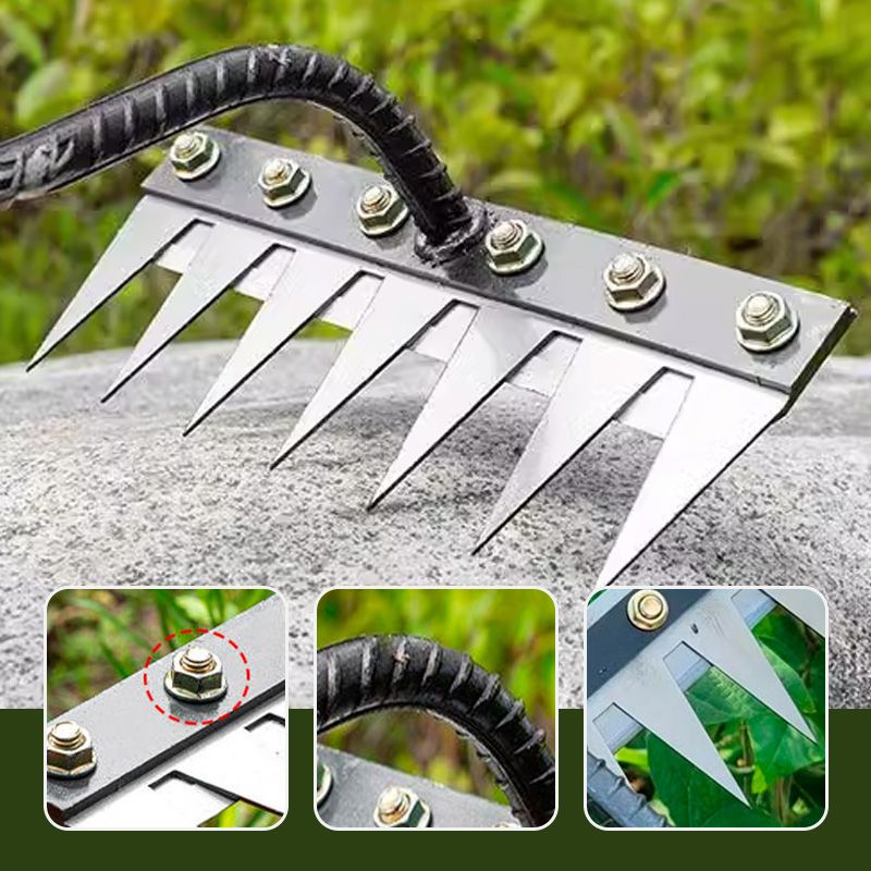Interchangeable Carbon Steel Rake Head with Detachable Mounting System and Multiple Tooth Options