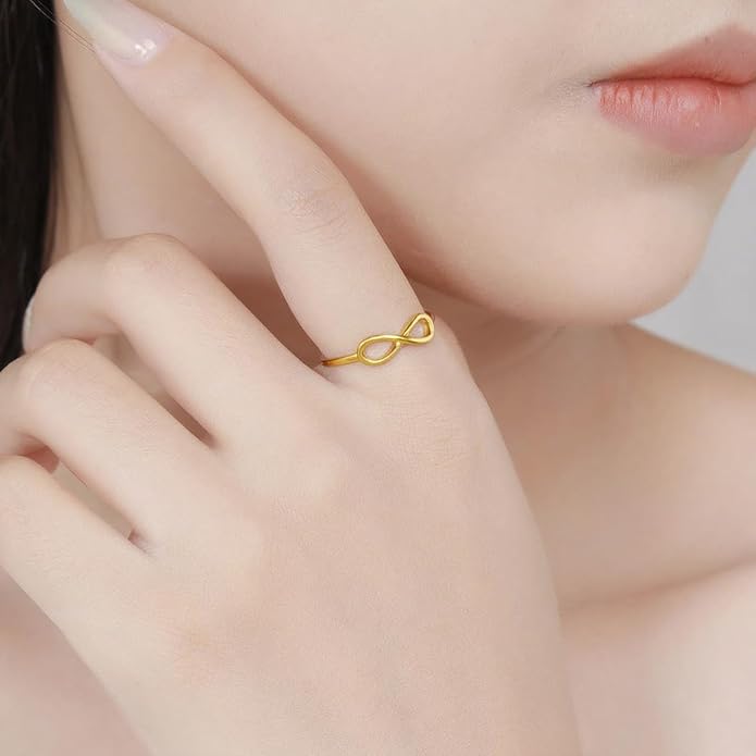 Sterling Silver Ring Set with Platinum Plating and Stackable Design for Women
