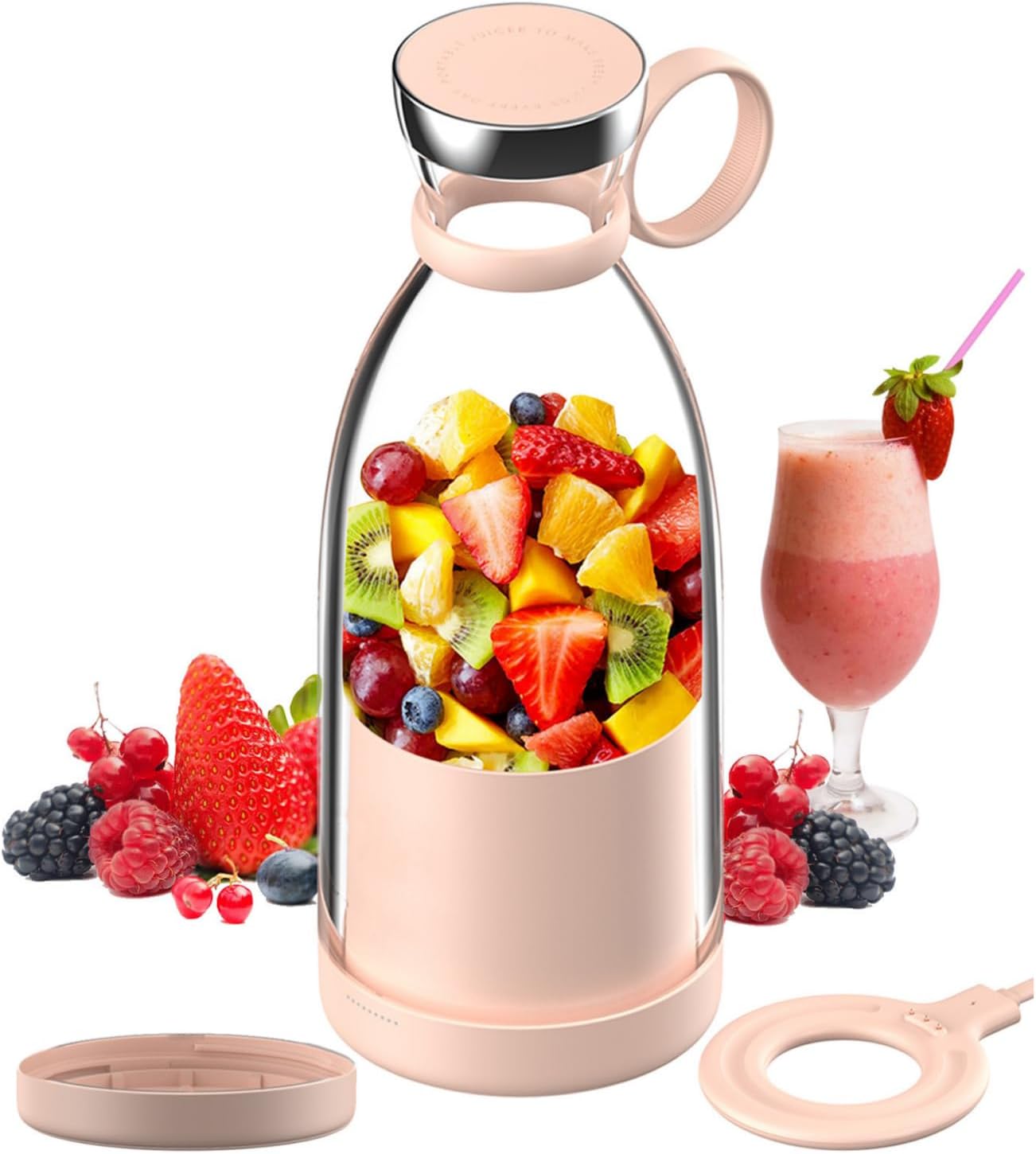 Portable Rechargeable Blender with Detachable Container and Magnetic Charging