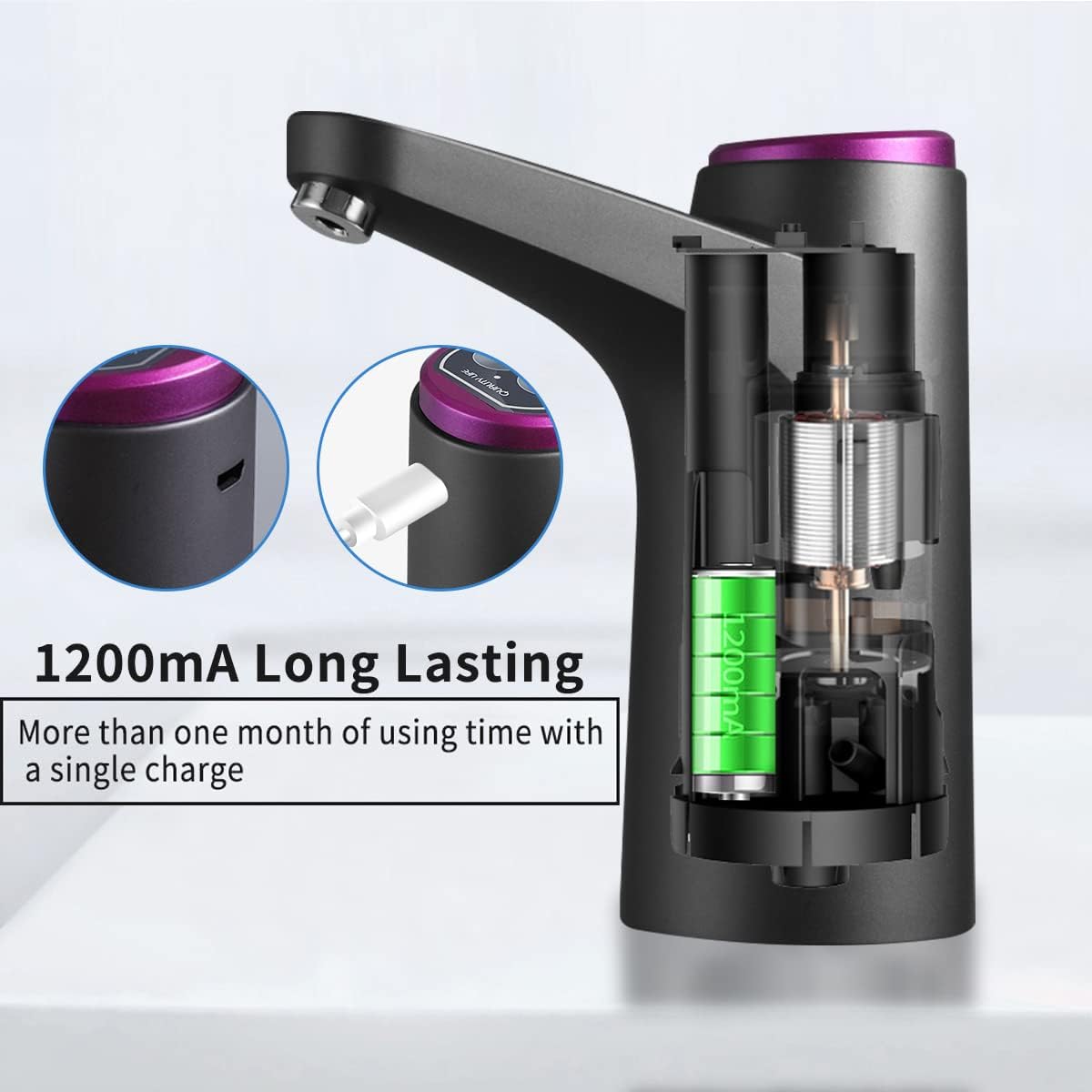 Automatic Water Bottle Dispenser Pump with 600ml Measurement and Rechargeable Battery