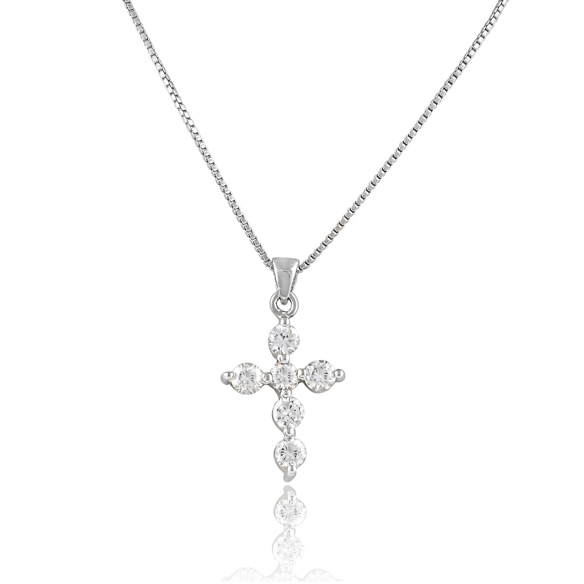 Sterling Silver Sterling Silver Small CZ Cross Necklace