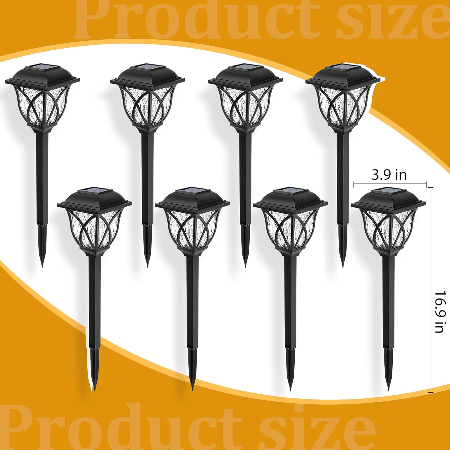 Solar Pathway Lights with Water-Ripple Pattern and Auto On-Off, 6-Pack