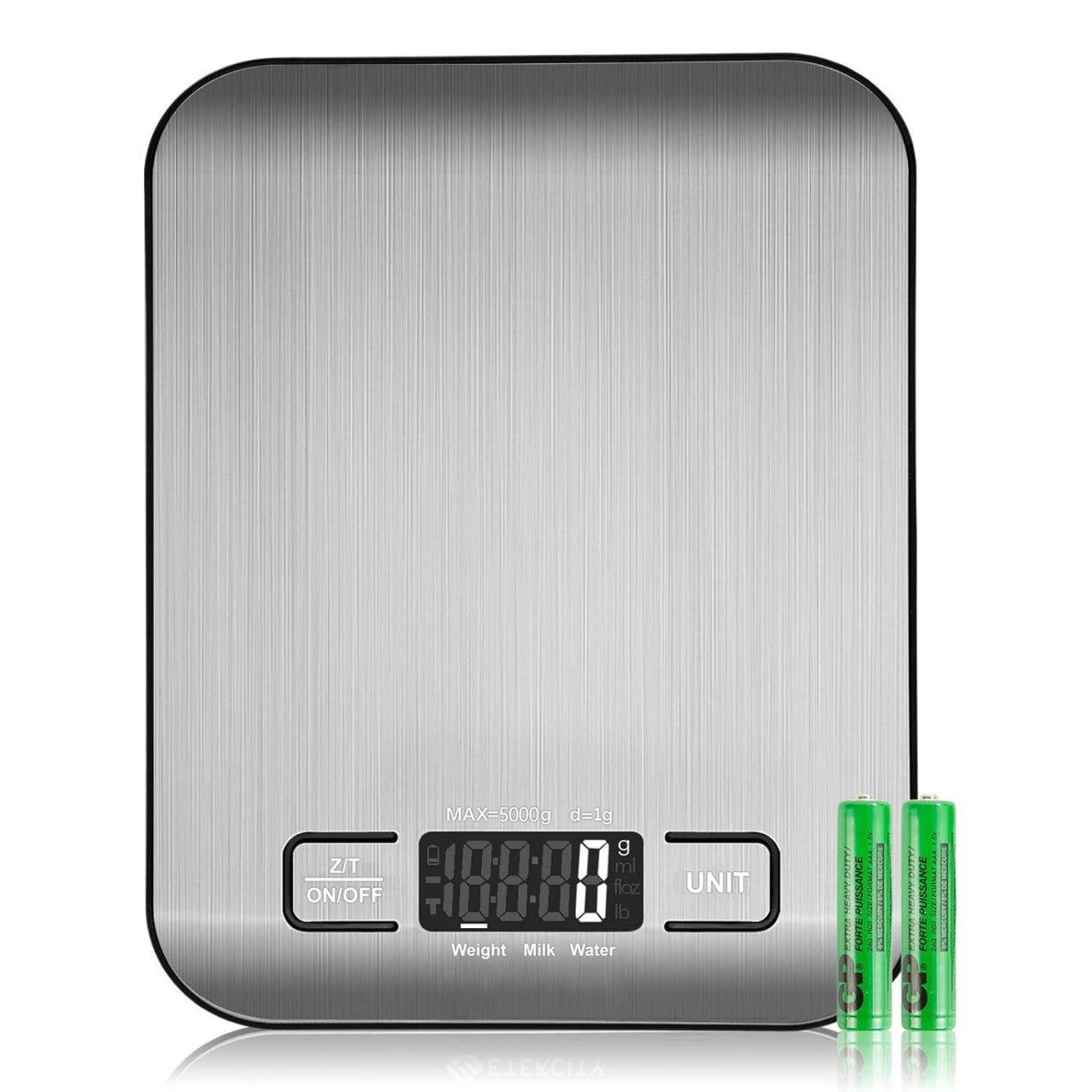 Kitchen Scale with Backlit Display and Multiple Unit Conversion, Stainless Steel