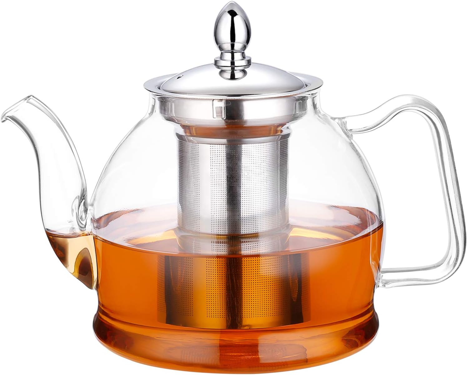 Glass Teapot with Removable Mesh Infuser and Non-Drip Spout, 1000ml